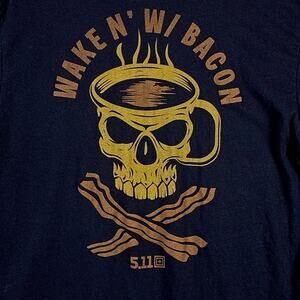5.11 Tactical Wake n’ w/ Bacon Mens L Black Coffee Skull Army Military Operator